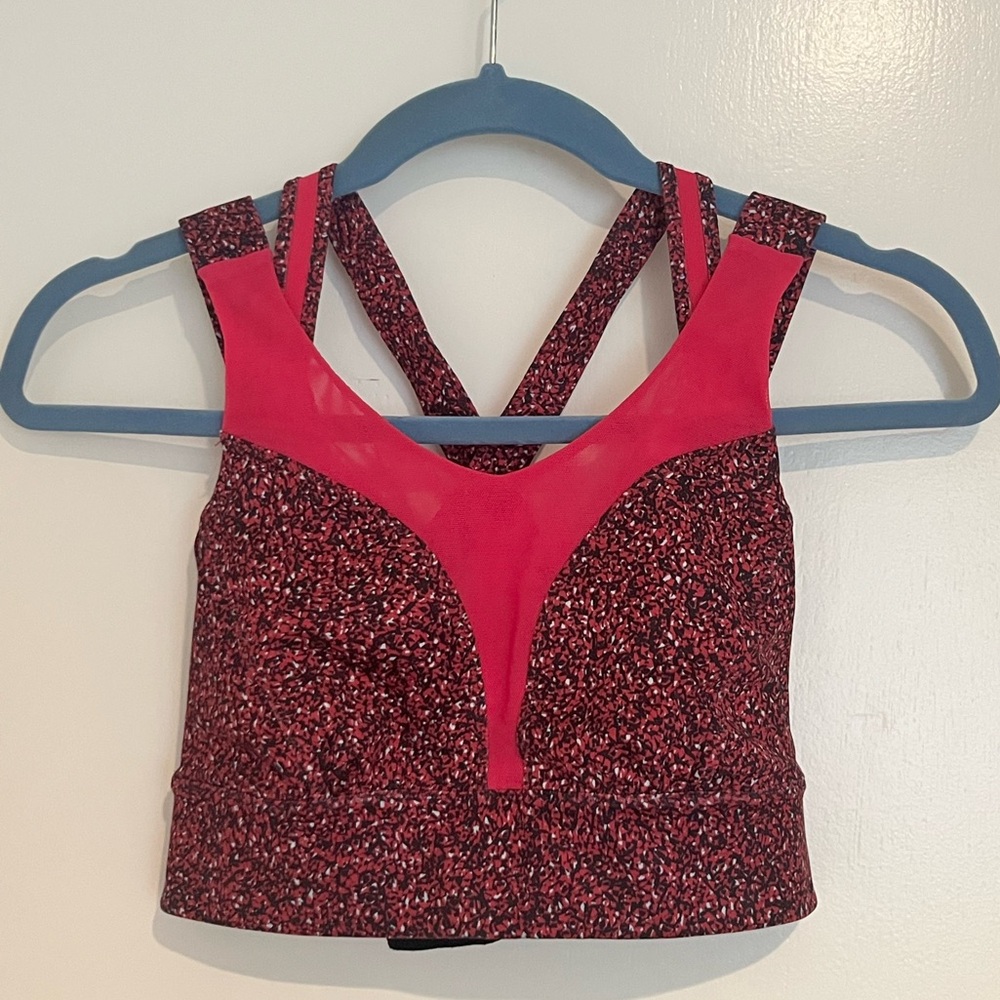 Lululemon Energy Bra High Support Pink Speckle and Black Sports Bra Size 6